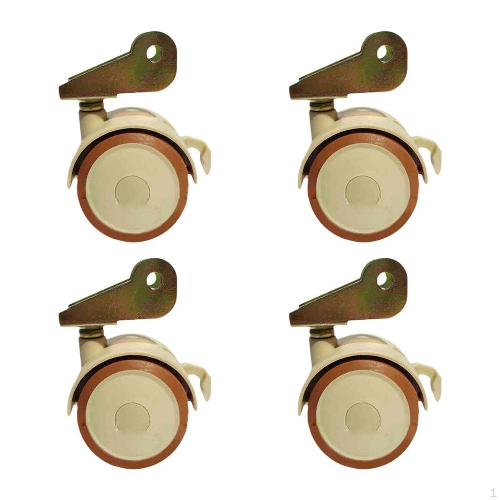 4 Pieces U Bracket Swivel Caster Wheel with Brake Mute Moving for Furniture