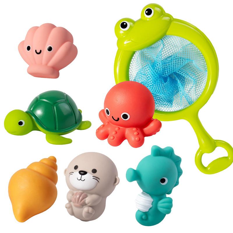 Baby Bath Toy Frog Net Fishing Floating Squishy Water Play Toy