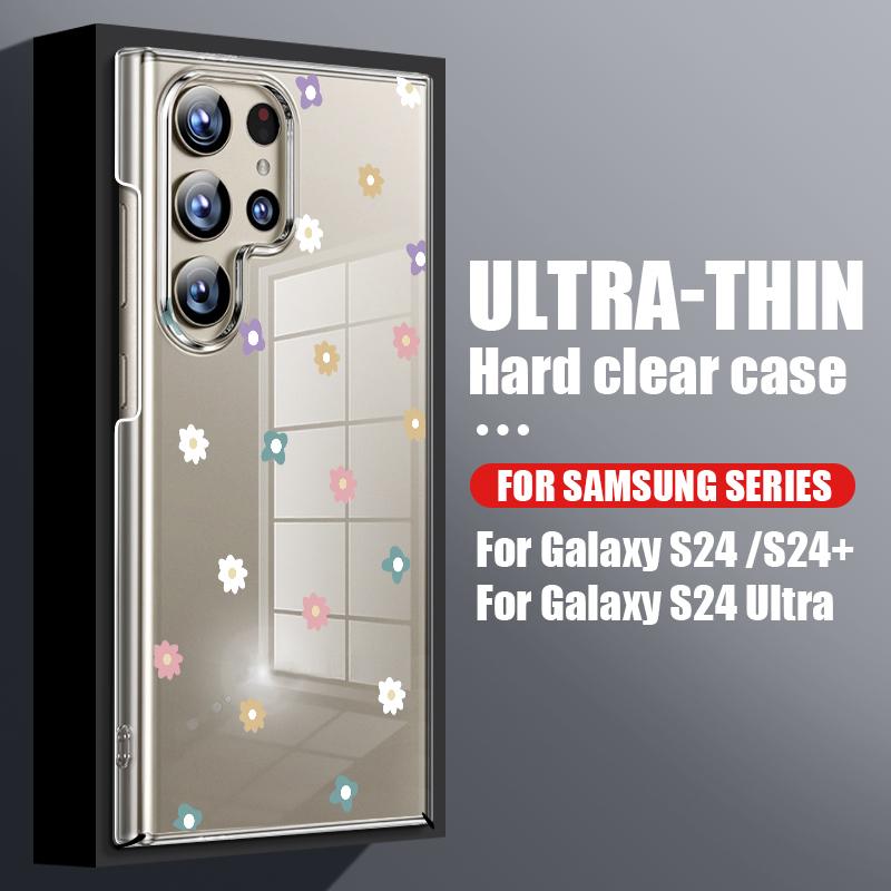 

Цветочный узор Love Hearts Прозрачный чехол для Samsung S24 S22 Ultra Plus S23 S1 S20 Fe A15 A16 A35 A34 A55 A54 A53 Ударопрочный жесткий тонкий квадратный чехол для ПК Samsung S24 FE