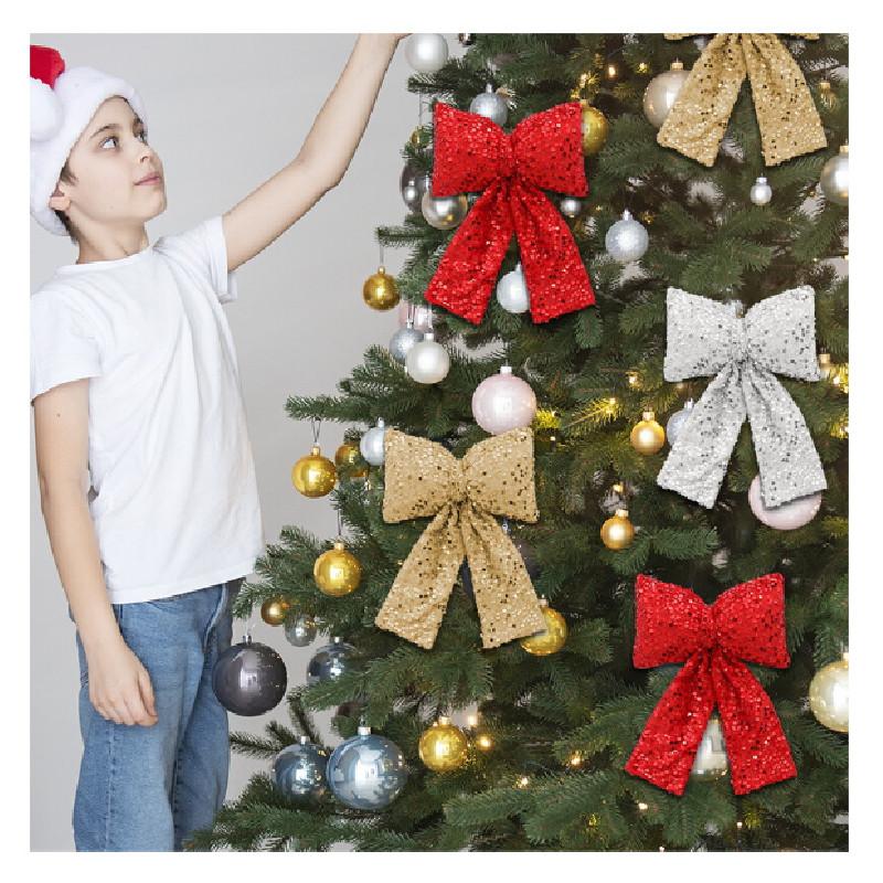 Sequins Bow Christmas Pendants For Scene Setup And Holiday Props Decorations