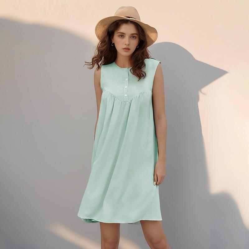 Pleated Summer Sleeveless Dress for Women