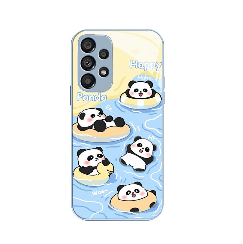 Suitable for Samsung S10/S20 Ultra Cute Panda Liquid Glass Case - Fun National Treasure Design, Anti-Fall Protection