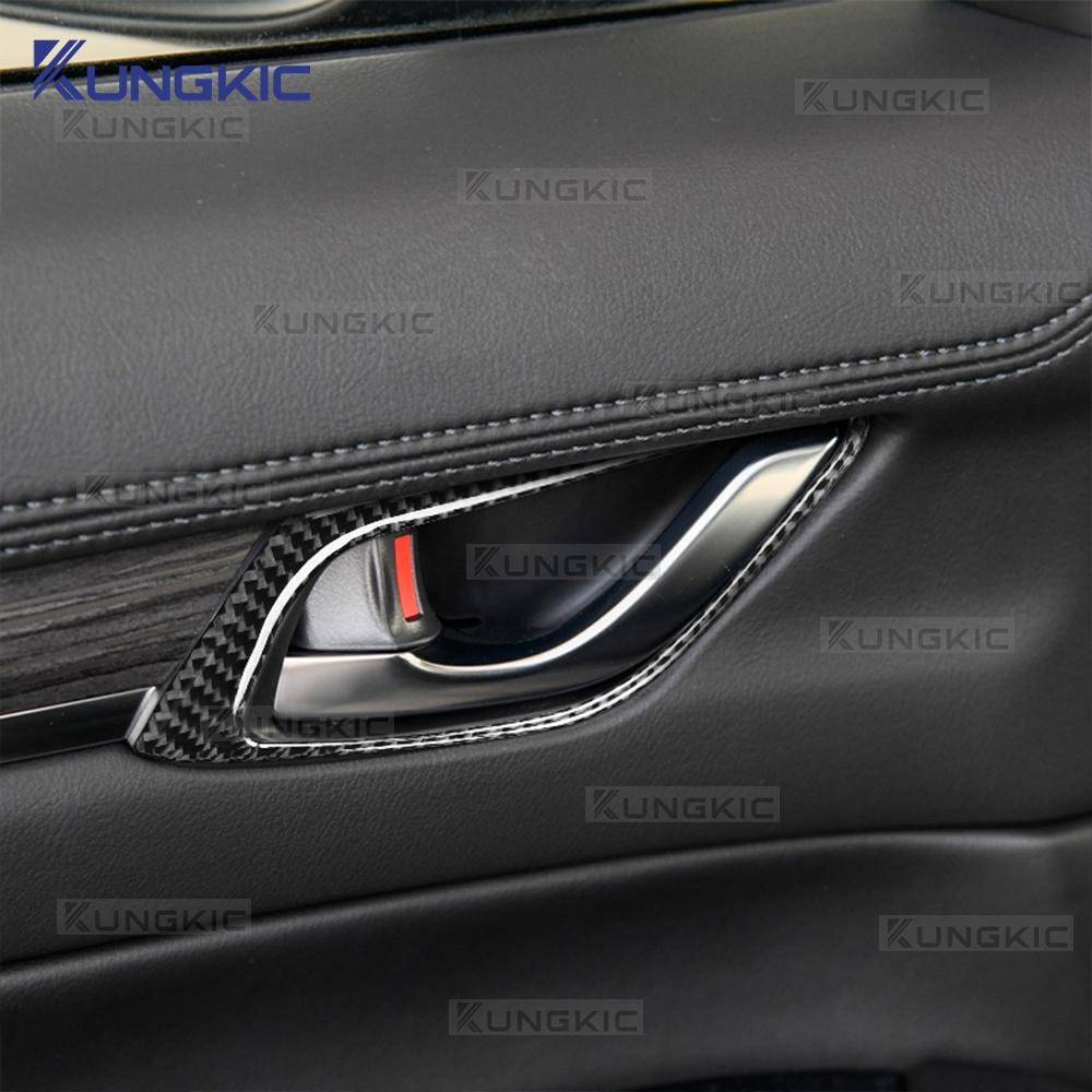 For Mazda CX-5 CX5 KF 2017-2019 2020 2021 2022 2023 2024 Real Soft Carbon Fiber Sticker LHD RHD Car Door Inner Handle Frame Trim