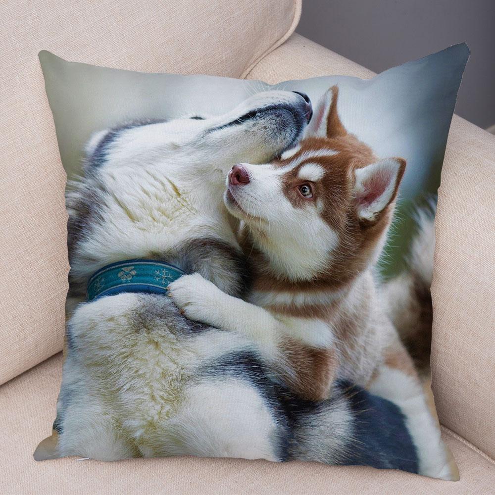 

Наволочка з принтом Сибірський Хаскі Собака Прикраса Диван Домашня Наволочка Наволочка з Принтом Домашніх Тварин 40x40cm