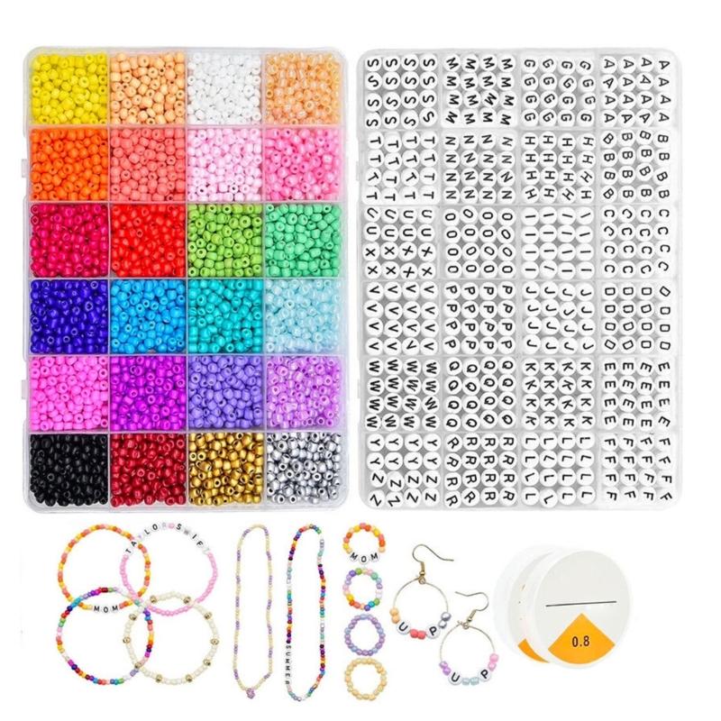 White and Black Bracelet Beads Set Creative Crafts Supplies Acrylic Flat Round Cartoon Letter Beads for Crafting