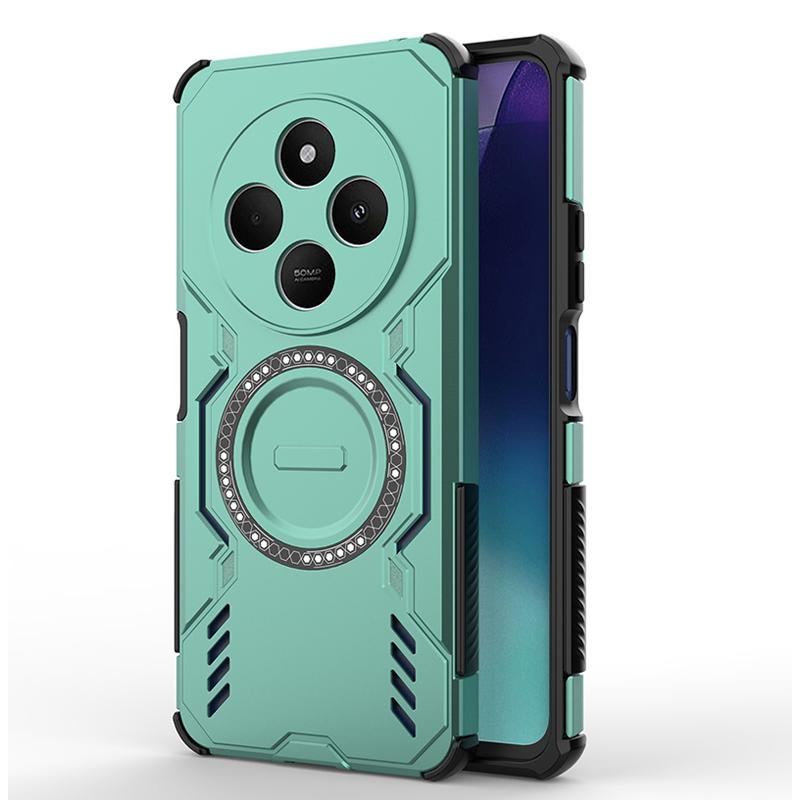 KEYSION Hollow Heat Dissipation Case for Redmi 14C Soft Silicone+PC Magnetic Cooling Shockproof Phone Cover for Xiaomi POCO C75