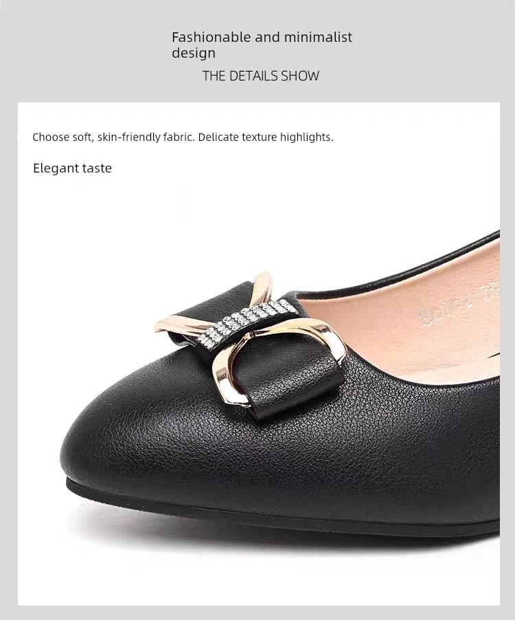 Woodpecker Women's Genuine Leather Mid-Heel Slip-On Shoes 2025 - Chunky Heel for Spring and Autumn