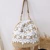 Bolsa de Palha Pequena Fresca Florestal Bolsa Balde de Renda Feminina Viagem de Fada Praia Transversal