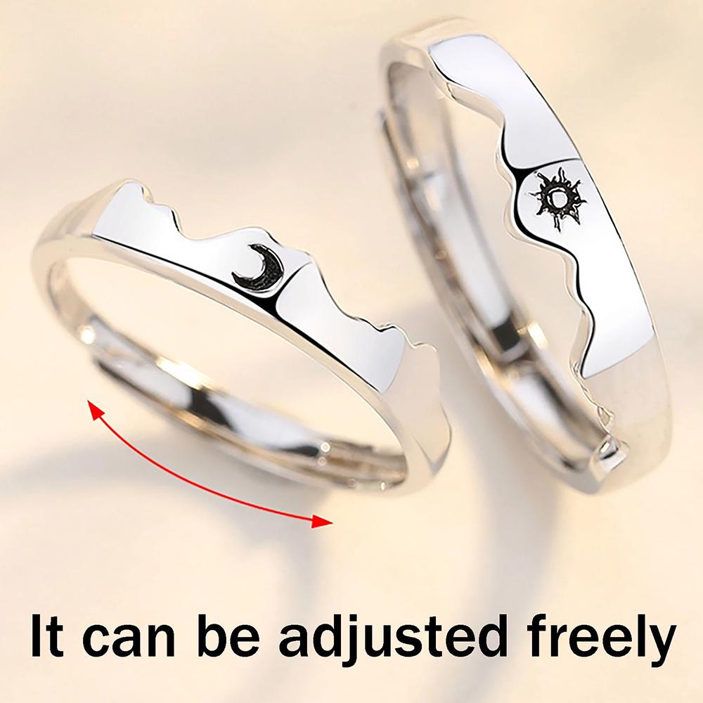 Wedding Engagement Men Copper Sun Moon Fashion Jewelry Couple Ring Finger Ring Open Ring