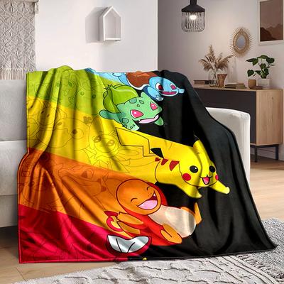 1pc Pokémon Soft & Warm Flannel Blanket, Multi-Purpose Throw Blanket for Couch, Sofa, Office, Bed, Camping, Travel
