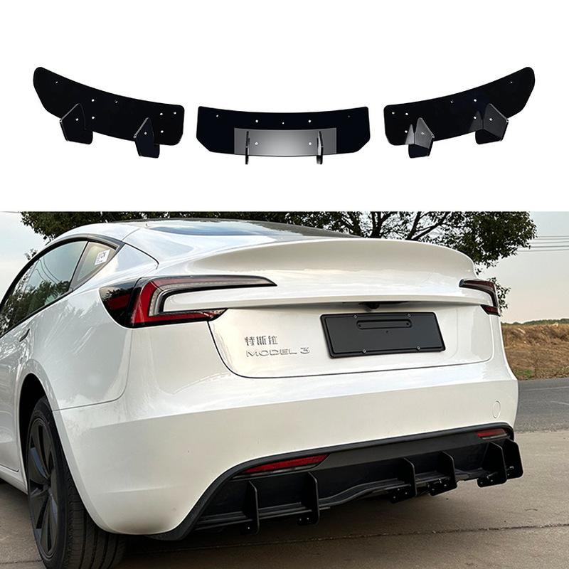 For Tesla Model 3 Highland 2023 2024 2025 Refit Rear Bumper Diffuser Lip Lower Spoiler Blade Wind Knife Splitter Plate Body Kit