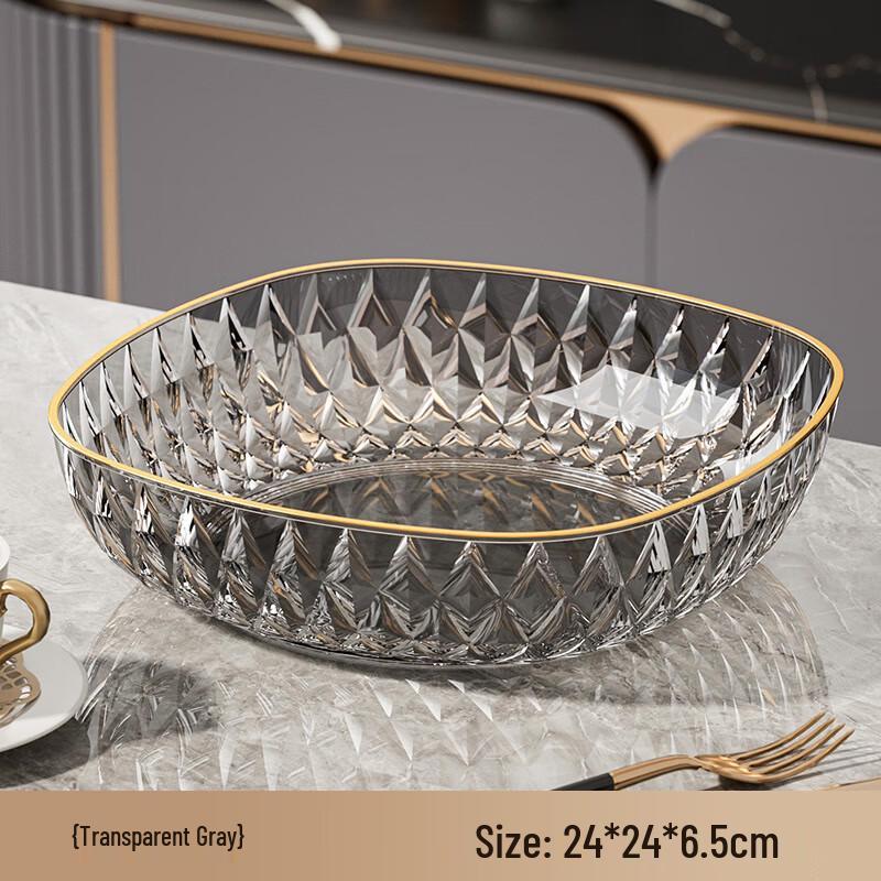 ZISIZ Gold-Edge Transparent Fruit & Snack Basket Set
