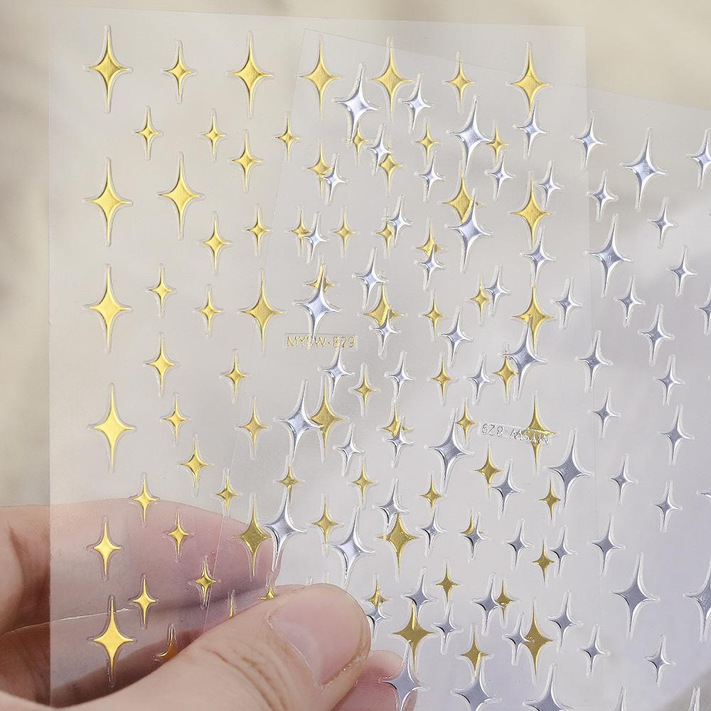 9-Color Four-Pointed Star Nail Art Sticker Diy Plastic Nail Art Decorative Sticker Color Star Light Nail Art Sticker