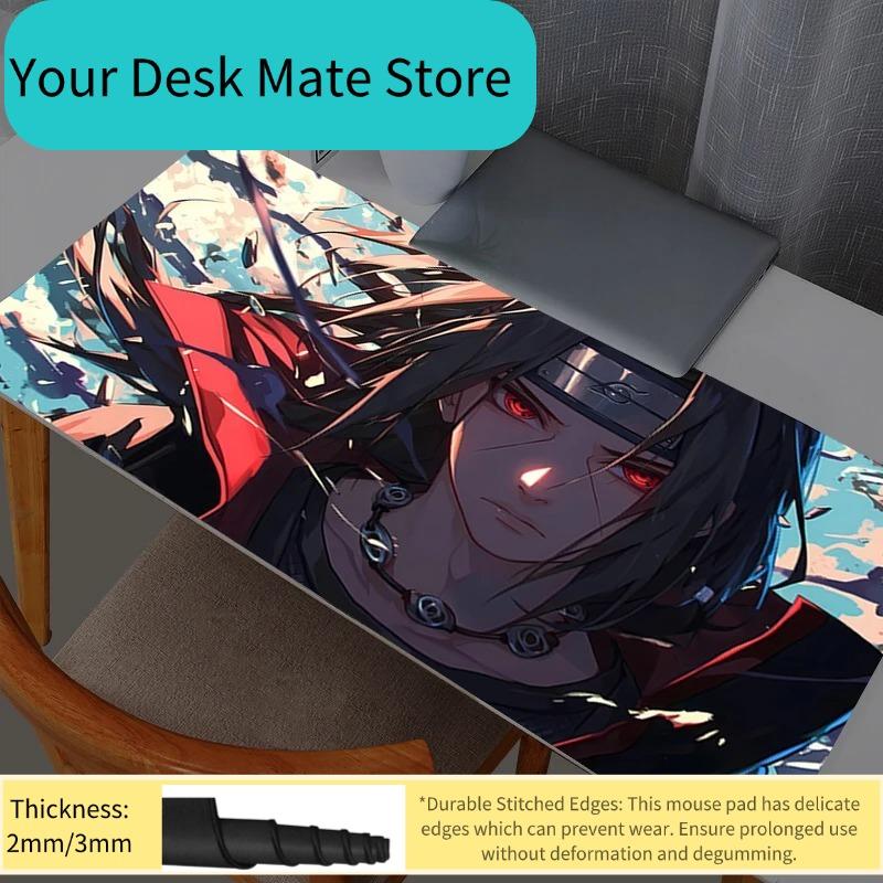 Alfombrilla de ratón Anime Naruto Itachi Uchiha Gamer Grande XXL Tableta Teclado Varmilo Alfombra Kawaii Accesorios de Gaming Alfombrilla de ratón