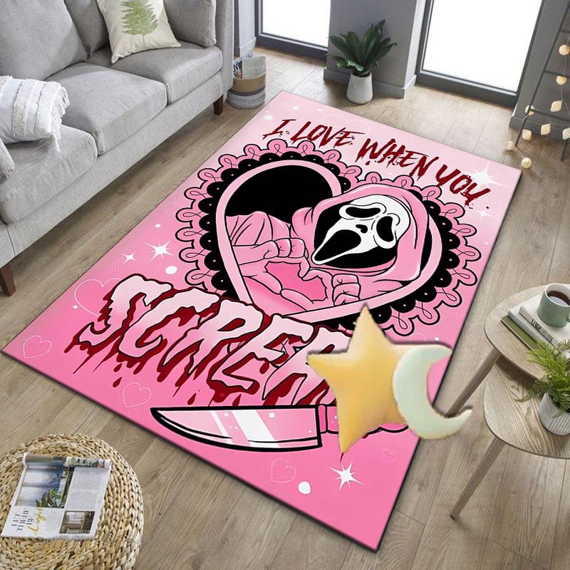 Ghostface Greetings Poster Office Rug Chair Mat, Game Carpet, Suitable for Front Door, Bedroom, Living Room, Desk, Holiday Gift