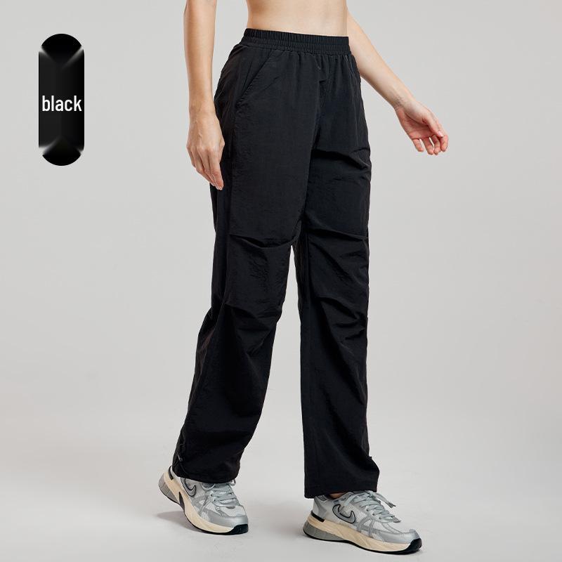 Women's High-End Yoga & Running Cargo Pants with Pockets - Elastic Waist & Drawstring Cuffs