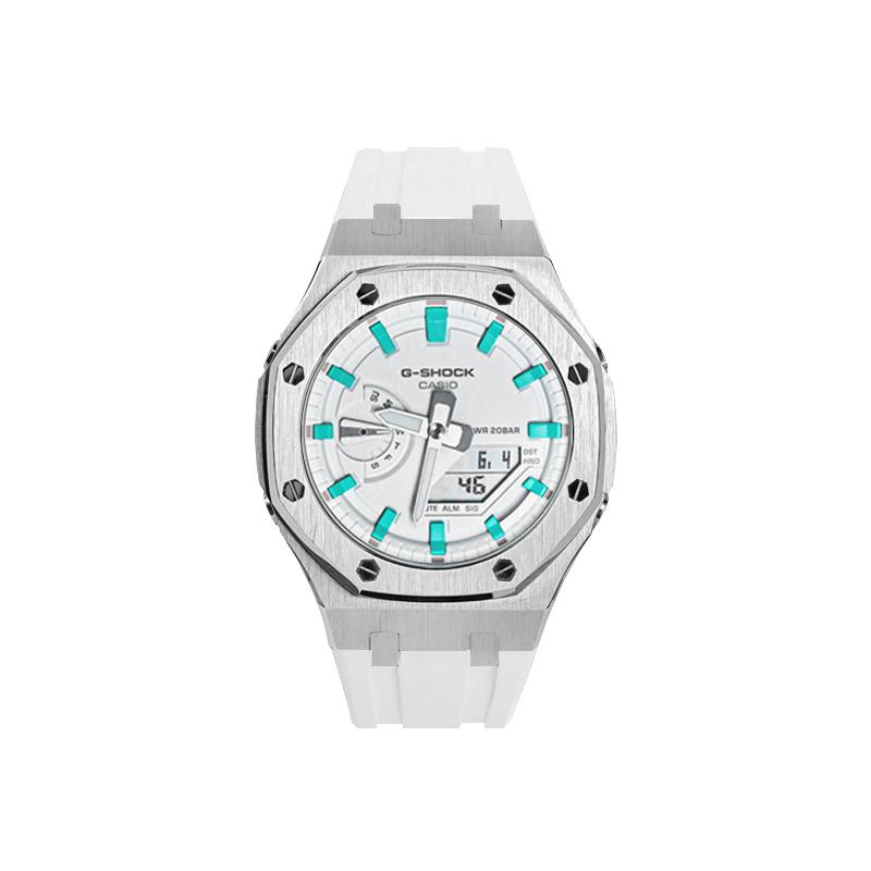 CASIO Customized watch modified series waterproof 200m luminous Quartz unisex white dial GA-2100-7A7
