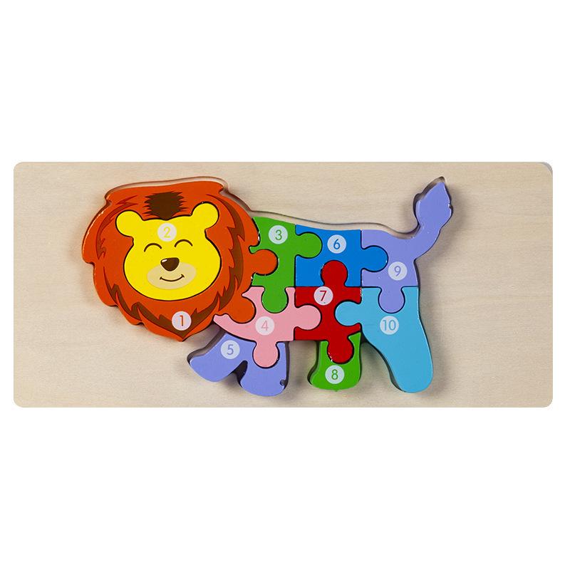 3D Wooden Buckle Puzzle: Educational Toy for Early Learning - Numbers, Transportation, and Animal Blocks