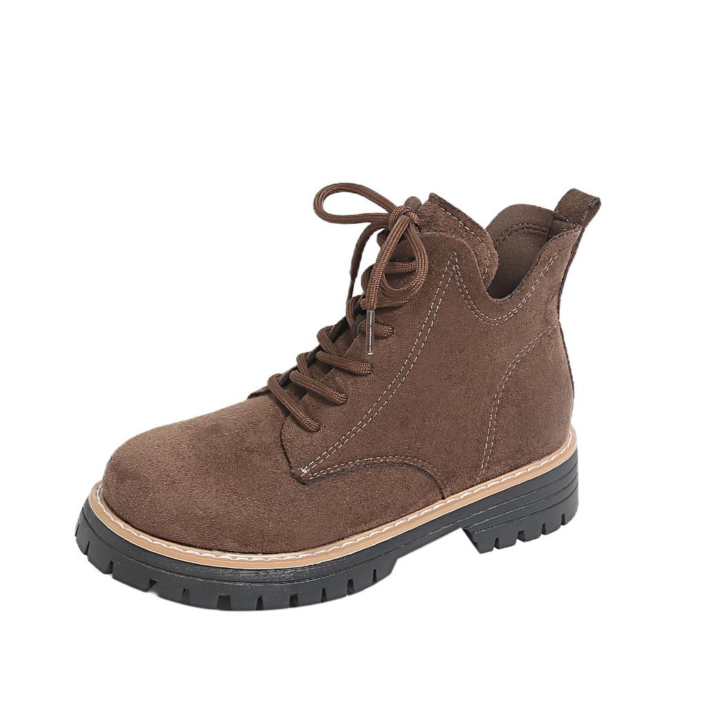 Winter 2025 Neue Runde Zehen Schnürung Martin Stiefel Britischer Stil Übergröße Retro Plateau Muffin Stiefel für Damen