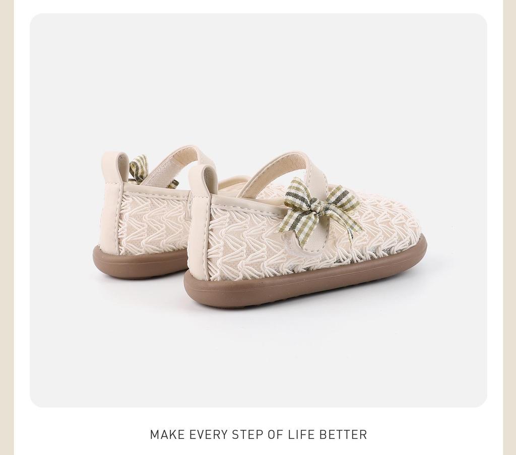 Frühlings-Weichsohlen-Schuhe aus gewebtem Leder für Kleinkinder Mädchen - Atmungsaktives Hohlmuster, Prinzessinnen-Stil