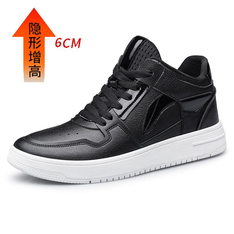 New Style Men Casual Shoes With Hidden Insole Height Increase 6/8/10CM Men Made of Cowhide Trendy Fashionable White Canvas Shoes