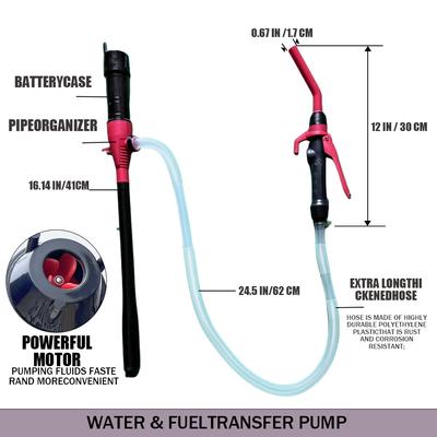 Tragbare Transferpumpe, batteriebetriebene elektrische Siphonpumpe, Transfer, 2,6 GPM Durchfluss, Ölabsaugung für Gas, Kraftstoff, Diesel, Wasser
