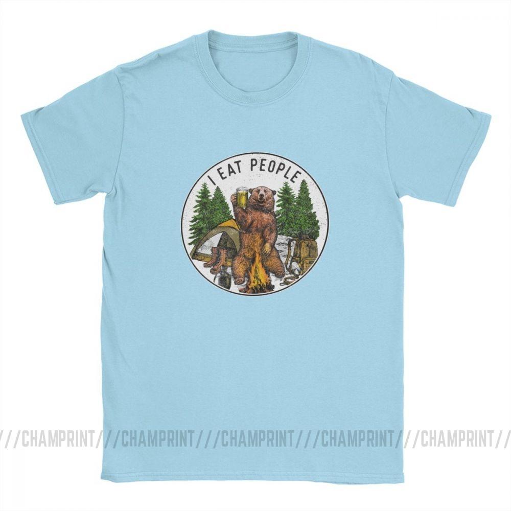 Men T Shirt I Eat People I Hate People Bear Vintage Short Sleeve Camping Tees O