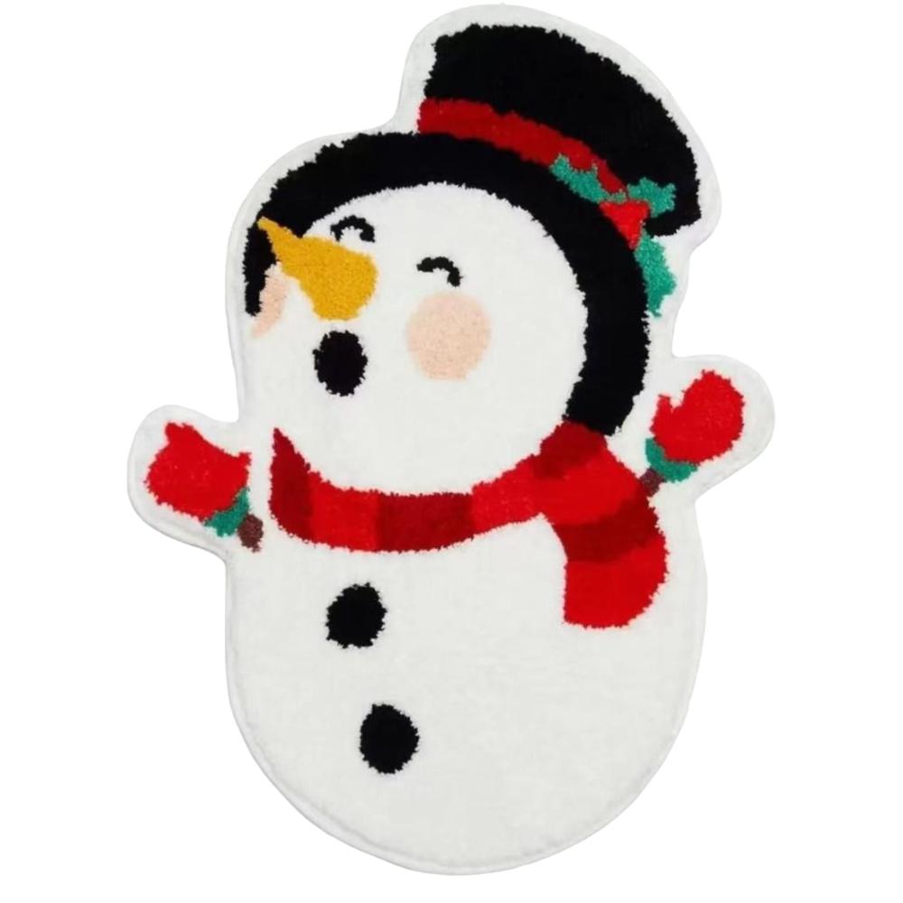 

Cartoon Christmas Carpet Xmas Tree Shape Imitation Cashmere Bedroom Rug Non-Slip Backing Soft Bed Side Carpets