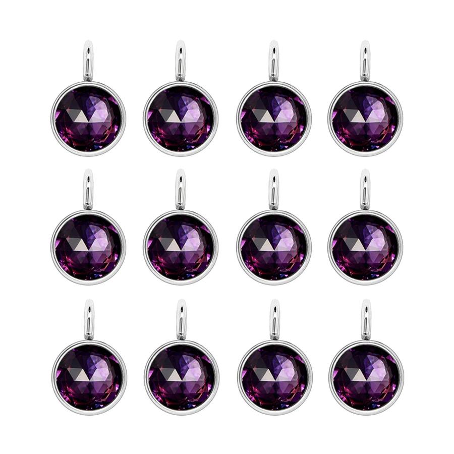 144Pcs/Lot Birthstone Necklace Pendant Jewelry Making Rhinestone Stainless Steel Charms For Women Earrings DIY Accessories Gift