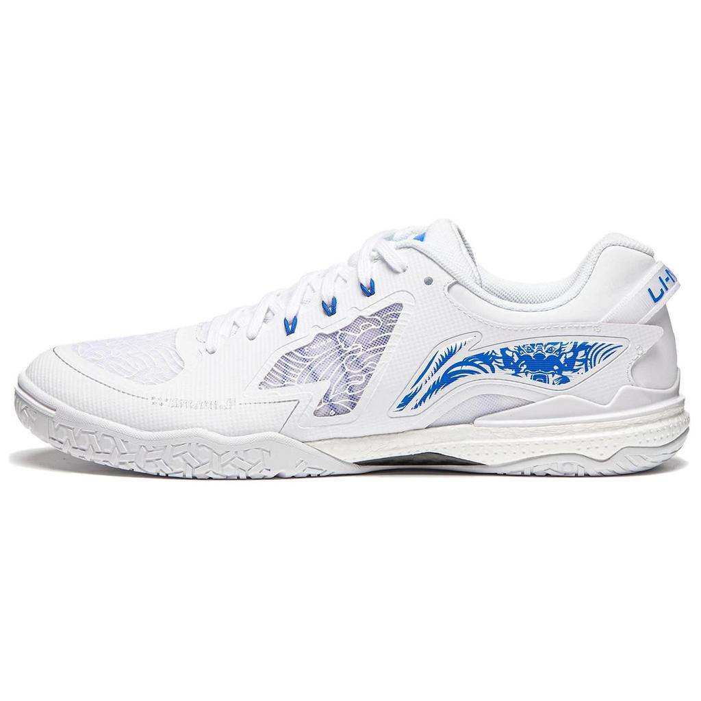 Li Ning Qilin 3.0 Comfortable Versatile Shock Absorbing Durable Low Top Professional Table Tennis Shoes Unisex Shoes White Blue APPU029-1