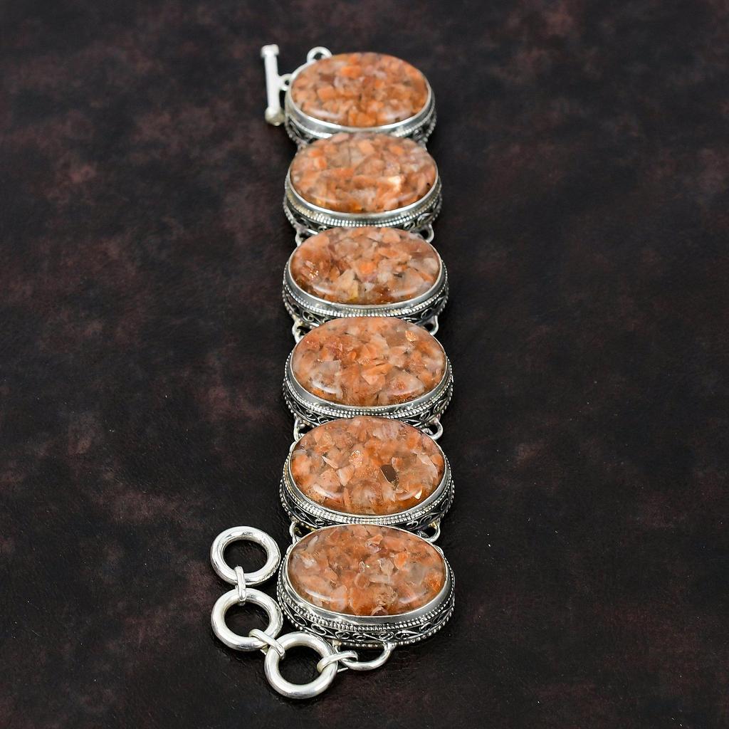 Sunstone Bracelet 925 Sterling Silver Bracelet Gemstone Vintage Bracelet Dainty Jewelry Adjustable Chain Bracelet Handmade Bracelet For Gift