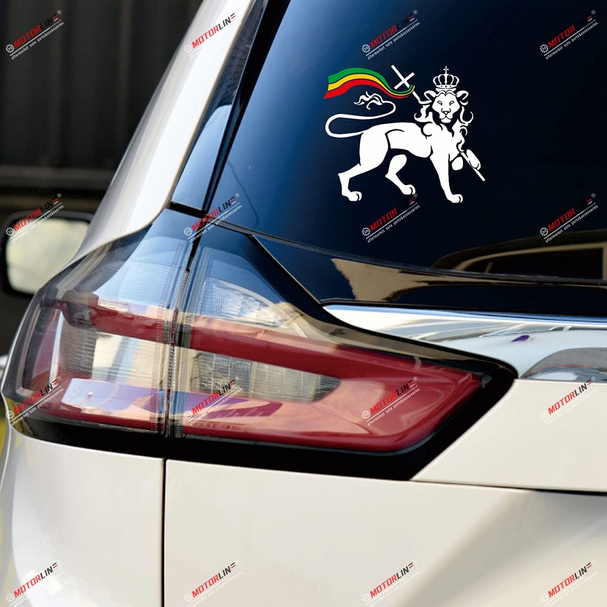 6 Lion of Judah Decal Sticker Car Vinyl Rasta Rastafari Flag Jamaica Ethiopia White Tricolor sda3