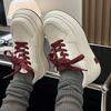 European station platform white shoes women's 2025 new versatile sports and leisure shoes heightening lace-up lightweight lace-up board shoes