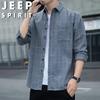 JEEP SPIRIT Men's Casual Plaid Long Sleeve Shirt