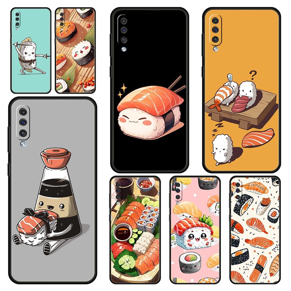 Милый мультяшный чехол для телефона с суши для Samsung A56 A36 A26 A24 A12 A14 A16 A50 A70 A20E A22 A30 A40 A34 A54 A42 A52 5G A04s A06