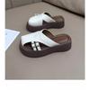 Baotou Half Slippers Women's New Leather Big Head Lazy People Wear Slippers Outside Muffin Platform Shoes