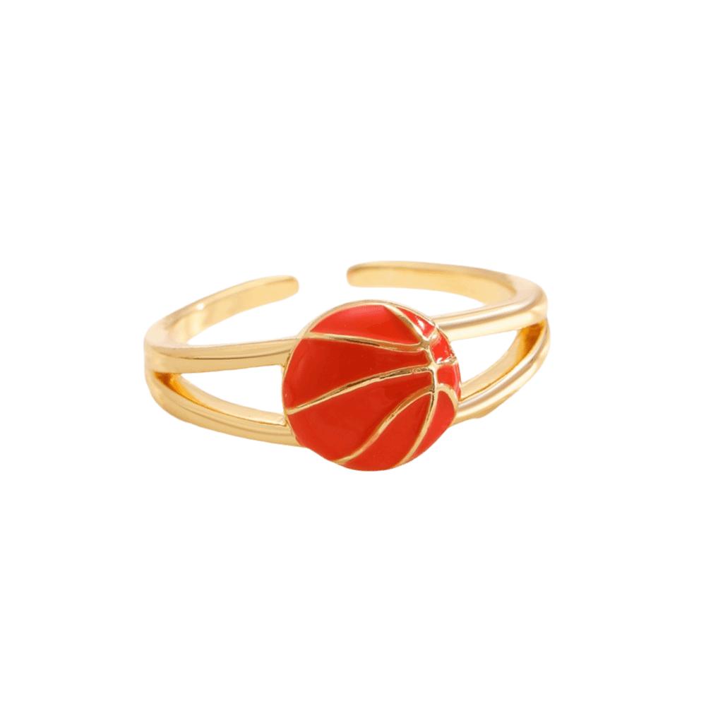 Colourful Adjustable Finger Ring Copper Sports Balls Shaped Open Rings Football Ear Clips Holiday