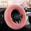 Winter Car Steering Wheel Cover Warm Fuzzy Plush Universal Fit 38cm Diameter Women Fashionable Cartoon Style
