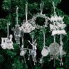 Shiny Simulated Glass Charms Faux Crystal Christmas Ornaments, Clear Acrylic Reindeer/Bell/Wreath/Wine Winter Hanging Tree Decorations Wonderland