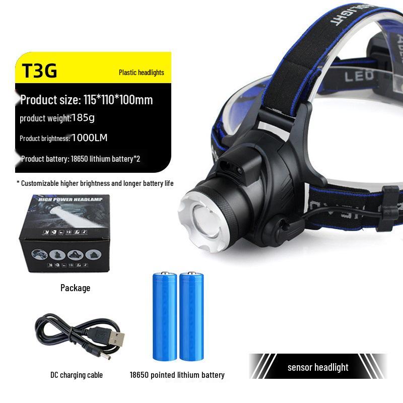 Dual-Light LED Laser Cannon Rechargeable Headlamp - Super Bright, Long Battery Life, Ideal for Night Fishing