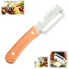 Ergonomic Wood Handle Knife Vegetable Peeler with 2-in-1 Fruit And Bottle Opener Comfortable Grip Wide Curved Blade Kitchen Peeling Tool for Potatoes