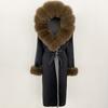 OFTBUY Autumn Winter Women Coat Real Natural Fox Fur Collar Hooded Double-faced Woolen Blends Jacket Thick Warm Casual Overwears