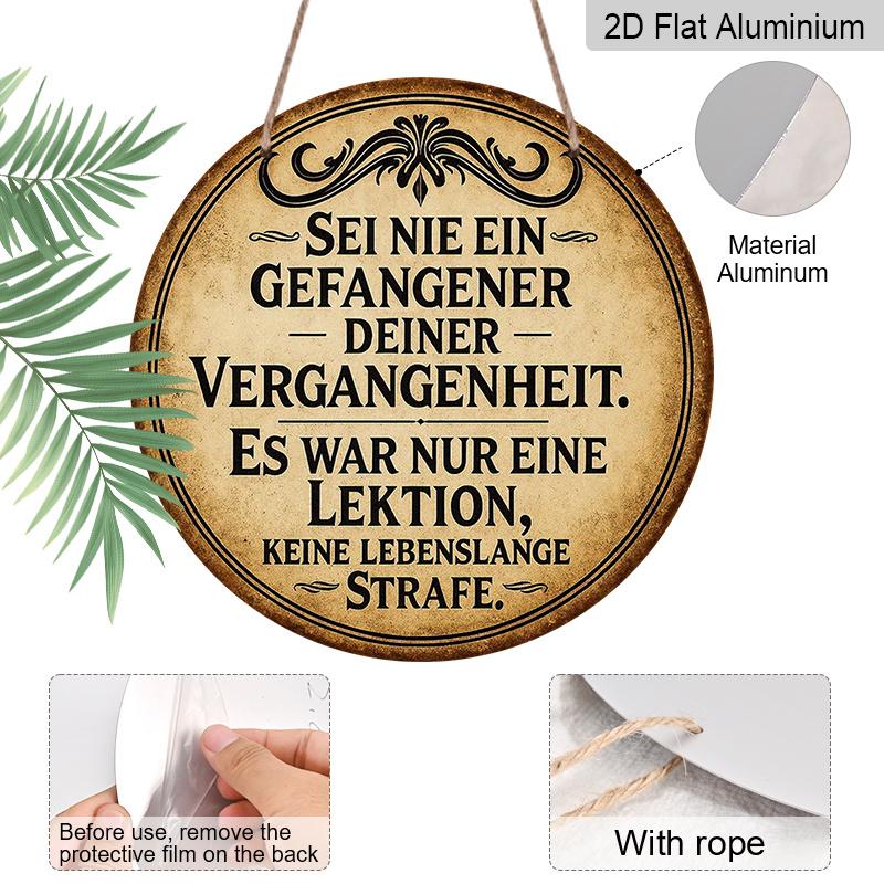2D Flat, 1pc 7.87*7.87 Inch Round French Aluminum Sign, Vintage Decorative Plaque About "Lessons of the Past", "Life Philosophy" Decorative Plaque