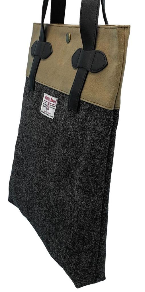 [nature Et Evoluer] Harris X Paraffin Canvas Vertical Tote with Leather Accessory (WG2421-CGY)