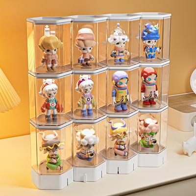 Sürpriz Kutu Saklama Teşhir Rafı Şeffaf Teşhir Kutusu Karikatür Bebek Kırtasiye ve Kozmetik Düzenleyici Masaüstü Saklama Kutusu