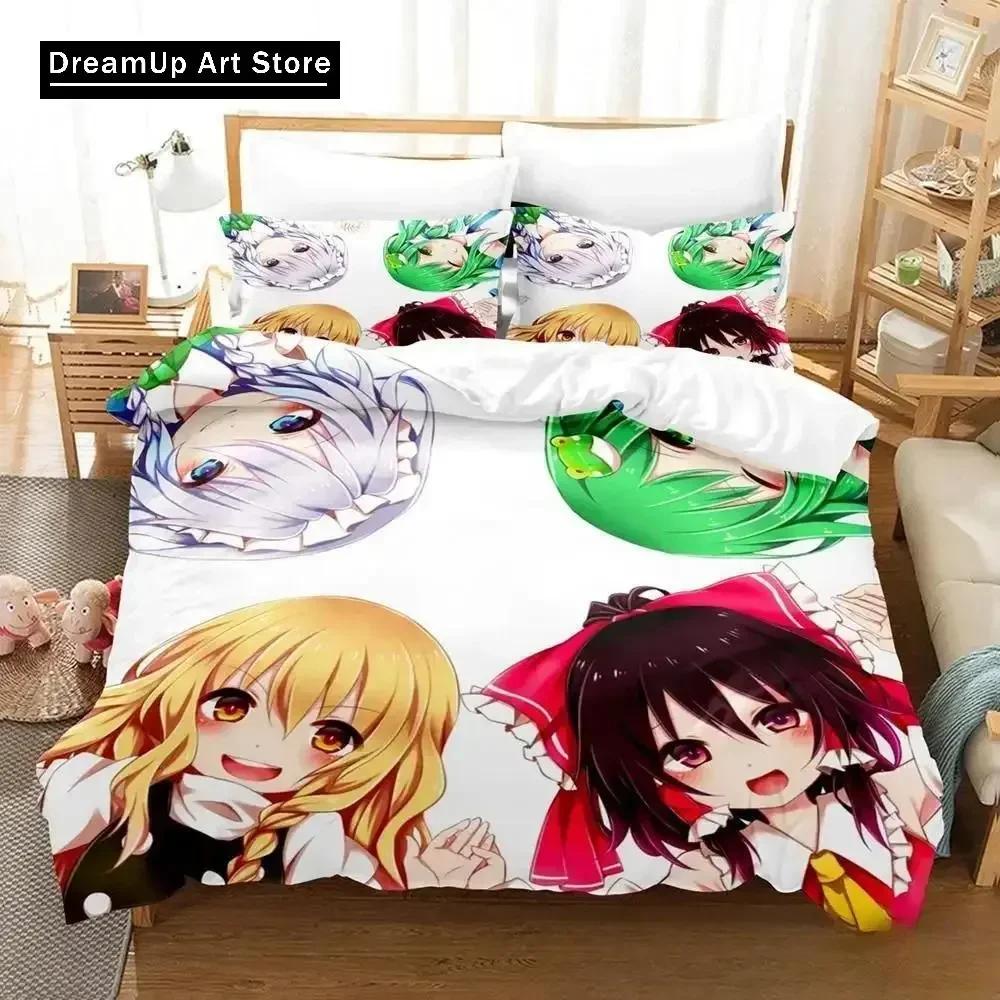 3D Baskı Anime Oyunu Touhou Projesi Yatak Takımı Yorgan Kılıfı Yatak Takımı Yorgan Kılıfı Yastık Kılıfı Yorgan King Queen Boy Erkek Çocuk Yetişkin