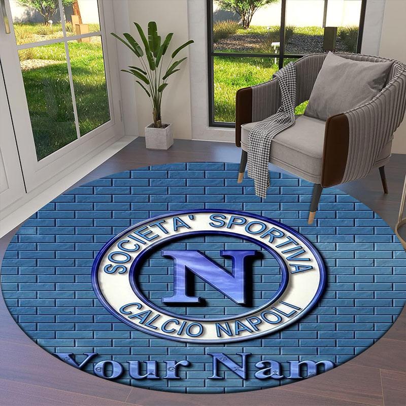 SSC Napoli Custom Name Round Area Rug,Carpet Rug for Living Room Bedroom Sofa Playroom Decor,Non-slip Floor Mat