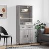 Vidaxl Display Cabinet Gray Sonoma Oak 69.5X34X180Cm Wood-Based Material