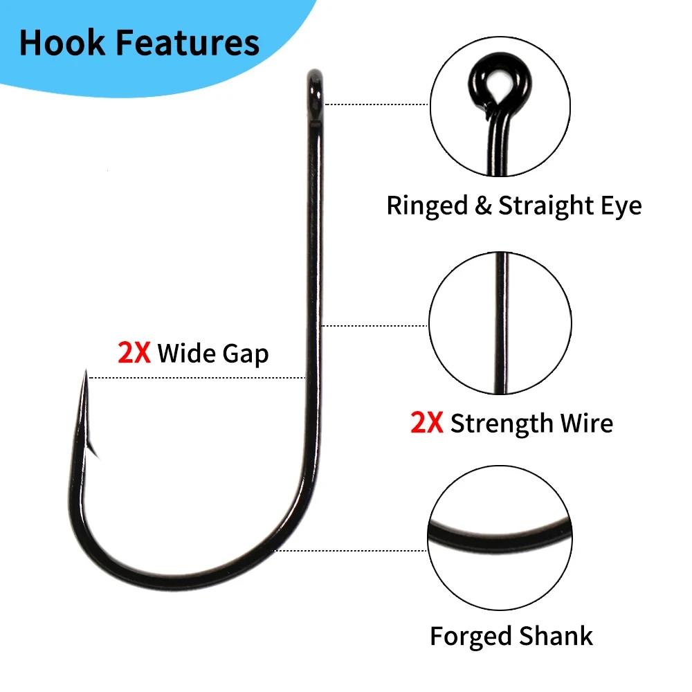 1/0 - 6/0 Short Shank Wide Mouth Aberdeen Hook 2X Strength & Gap Saltwater Fishing Hook Sabiki Rigs Big Streamer Fly Hook