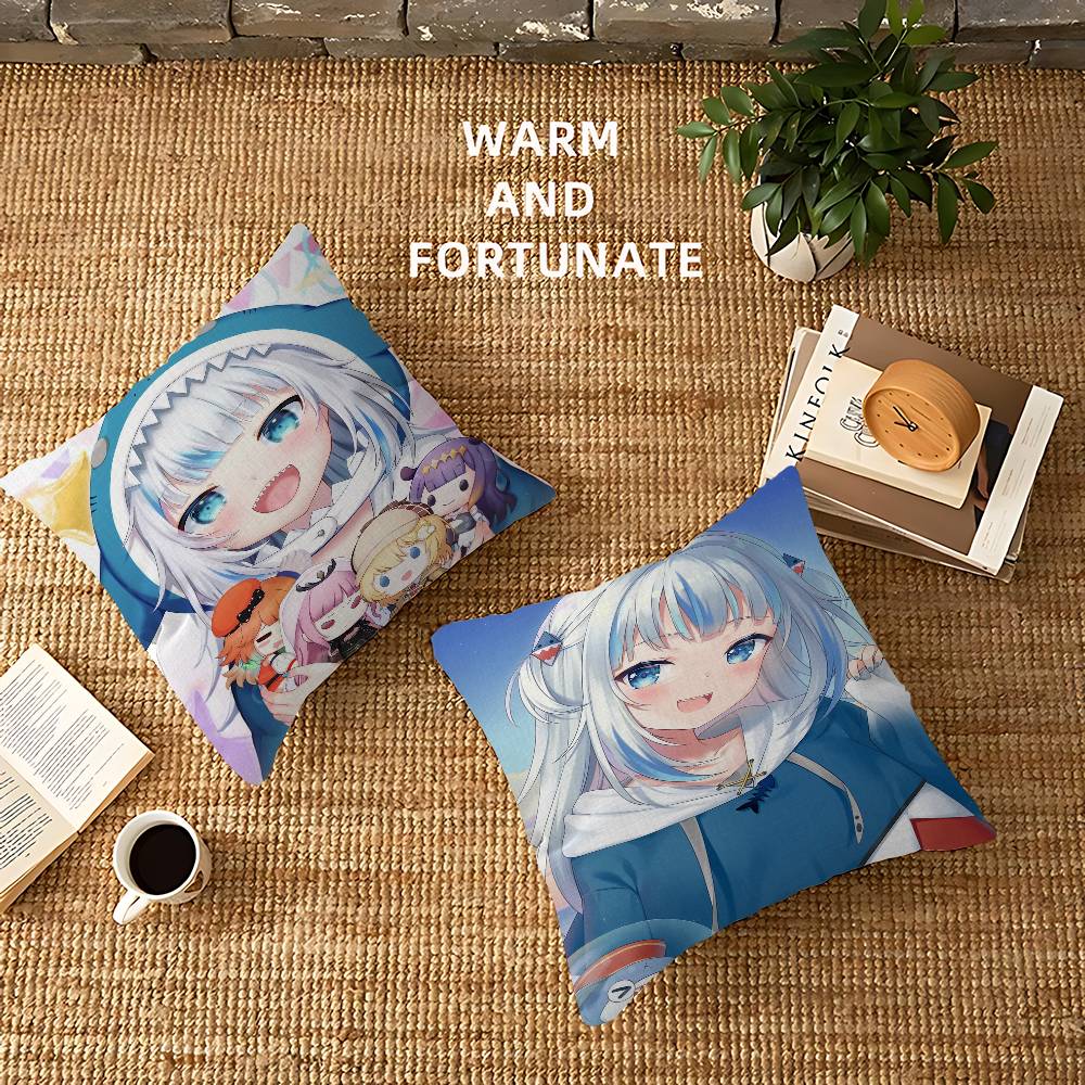Gawr Gura Kawaii Cushion Cover Pillow Cover Decor Pillowcase Printed Cushion Case for Couch